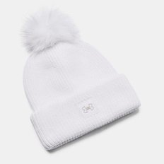 언더아머모자 RQD 1373098-100 Women UA Halftime Ribbed Pom Beanie