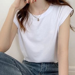 베이직 라운드 캡 민소매 티셔츠