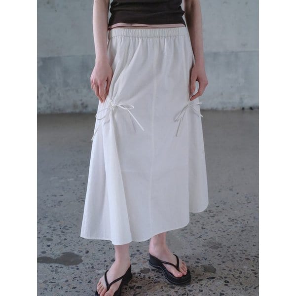 Banding Flare Long Skirt  White (KE6327M061)