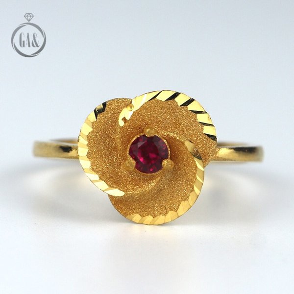 [가앤] 24k순금 큐빅 장미 반지 3.75g