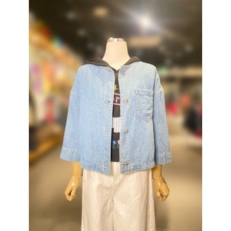 베네통 [여주점] 데님 크롭 노칼라 재킷 (BABLA5631)