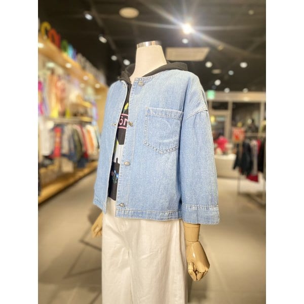 [여주점] 데님 크롭 노칼라 재킷 (BABLA5631)
