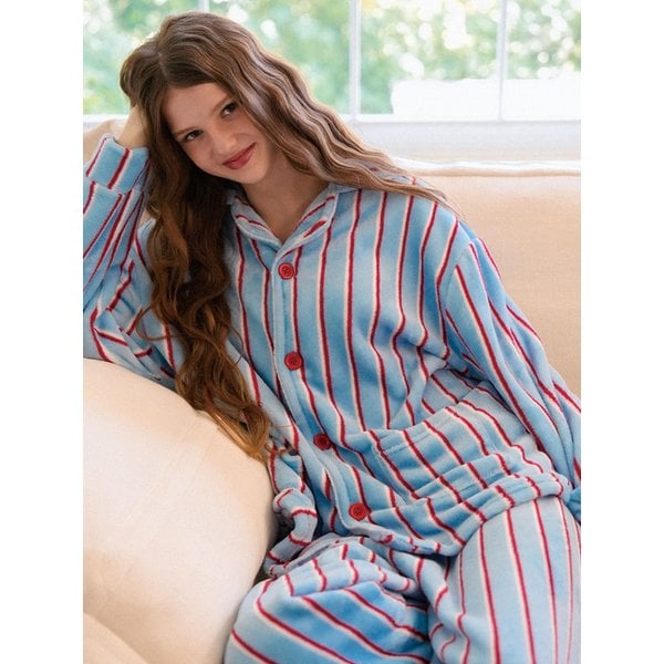 [uni] 플러피 극세사 커플 긴팔 수면 잠옷 상하세트