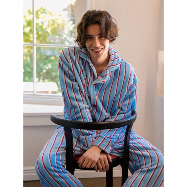 [uni] 플러피 극세사 커플 긴팔 수면 잠옷 상하세트