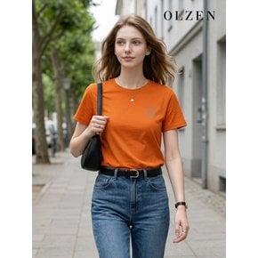 [OLZEN W] 폰트 나염 라운드 티셔츠 (ZLD2TR2101)