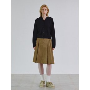 Pleats wool mid skirt_BROWN