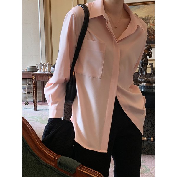 링클프리 랩버튼 블랑셔츠_PEACH PINK