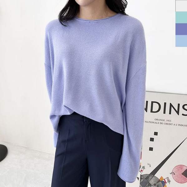 확대된 대표 여성돌돌라운드루즈핏니트티 포근한