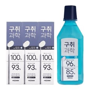 구취과학 치약 프리징쿨민트 120G 3입 + 구취과학 프리징 쿨민트 구강청결제 750ml