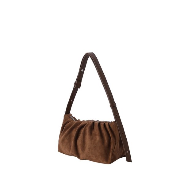 SHIRRING SHOULDER AND CROSS BAG BROWN