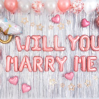 파티팡 WILL YOU MARRY ME 프로포즈 풍선장식 홈파티세트 [심플리 로즈골드] (SSG)