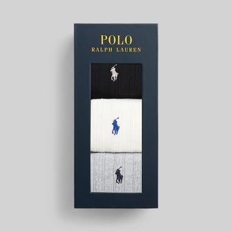 폴로 랄프 로렌 남성 3 PACK 면혼방 케이블 크루삭스(MAPOHOS03420296020)