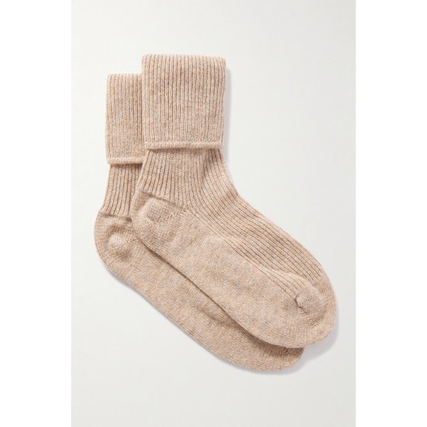 존스톤스 오브 엘긴 베이지 멜란지 캐시미어 리브 삭스 46376663162952781