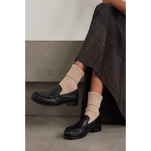 존스톤스 오브 엘긴 베이지 멜란지 캐시미어 리브 삭스 46376663162952781