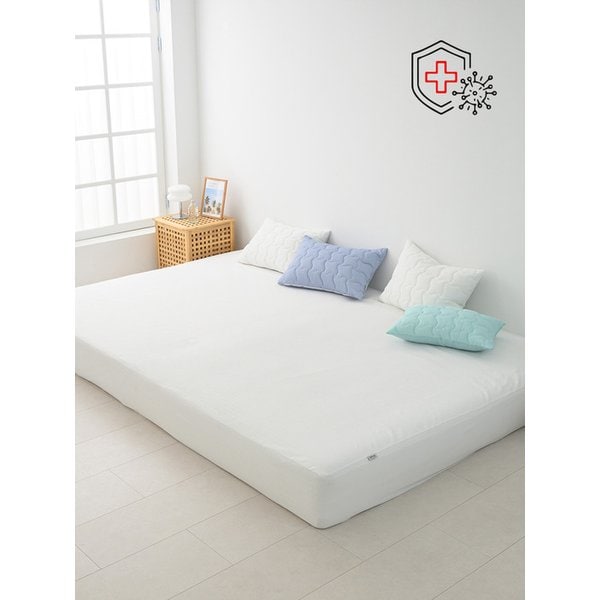 여름용 항균탈취 시어서커 써니 냉감 침대 홑겹 패밀리 매트리스커버 200/220/260/300