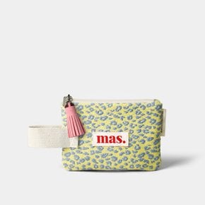 Mini strap pouch _ 니트 레오파드 옐로우