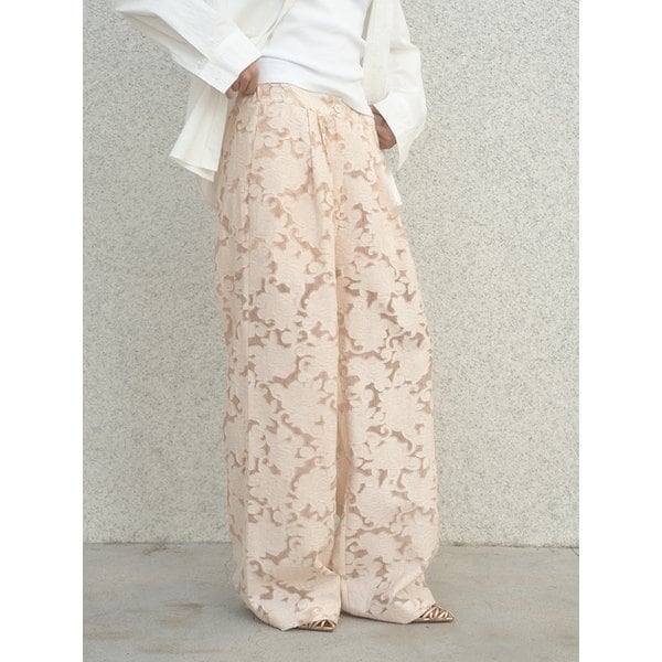 Flower Wide Slacks - [Pink]