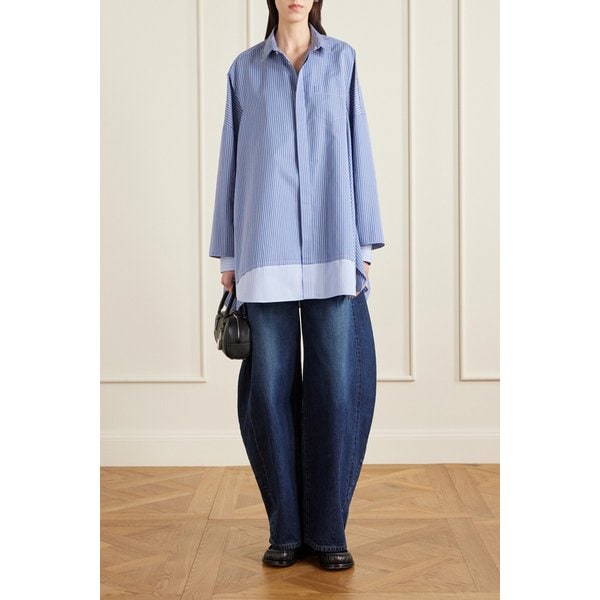 스트라이프 코튼 블렌드 포플린 셔츠 46376663162958859