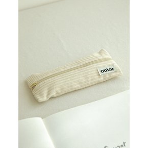 flat pencil case - corduroy vanilla cream (middle zipper)