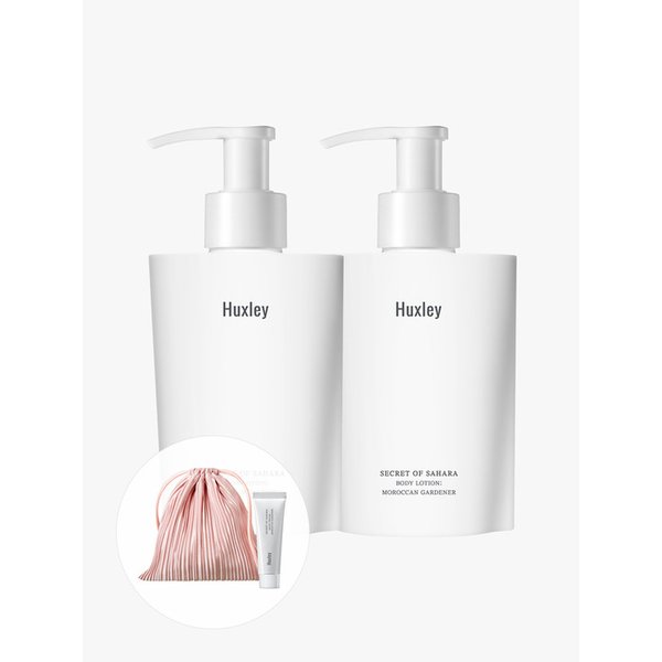 [단독구성]바디 로션 듀오 (300ml x 2EA) + 핑크 파우치+ 핸드크림 모로칸 가드너 10ml