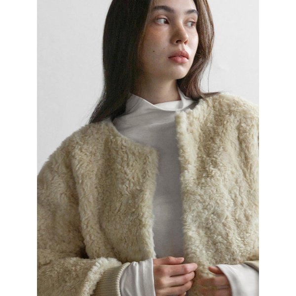 2511 FLEECEY HOODED JACKET -CREAM