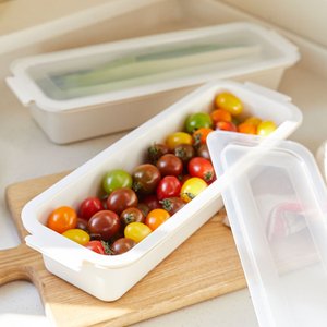 올유리빙 냉동실 냉장고 정리 보관 용기 플라스틱 직사각 바트 밧드 야채 채소 김밥 긴형 2개