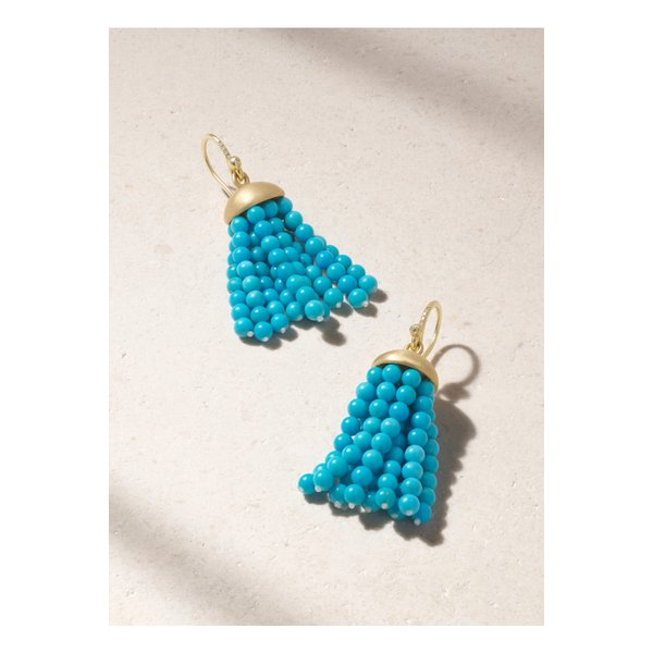 아이린 뉴워스 18캐럿 골드, 터쿼이즈 및 다이아몬드 귀걸이 1647597342070430