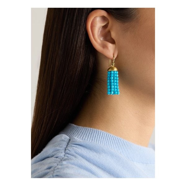 아이린 뉴워스 18캐럿 골드, 터쿼이즈 및 다이아몬드 귀걸이 1647597342070430