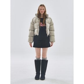 Glossy logo puffer short string padded jacket jumper [gray]