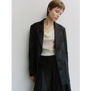 TIS LINEN TAILORED SINGLE BLAZER_BLACK
