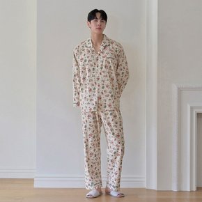남성 캐롤 순면 개버딘 9부 잠옷 상하 세트