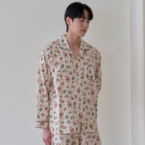 남성 캐롤 순면 개버딘 9부 잠옷 상하 세트