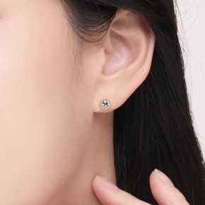 순금 한쪽 귀걸이 24K 화이트 큐빅 밀그레인