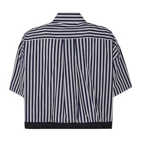 [해외배송] 사카이 포플린 코튼 반팔셔츠 24.07161 222 NAVY STRIPE