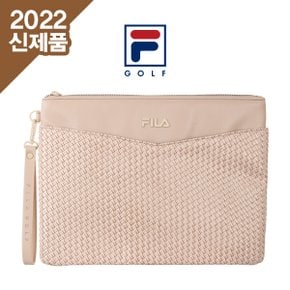 GOLF 휠라골프 아이보리 격자무늬 보테가스타일 클러치백[선물용하드케이스포함]