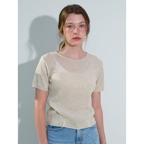 See-Through Round Ribbed Half Knit (Linen)