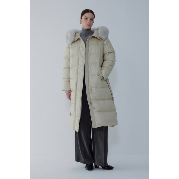 디태처블 폭스퍼 트림 롱 다운 점퍼 7155417006104