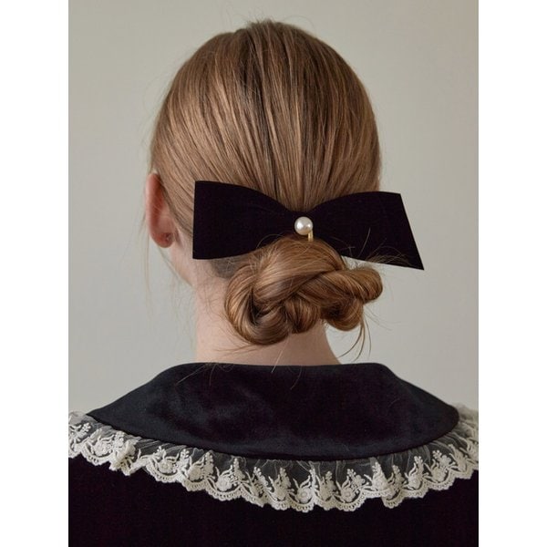 [단독] 언발 진주 리본 헤어핀  JP-22-223AB