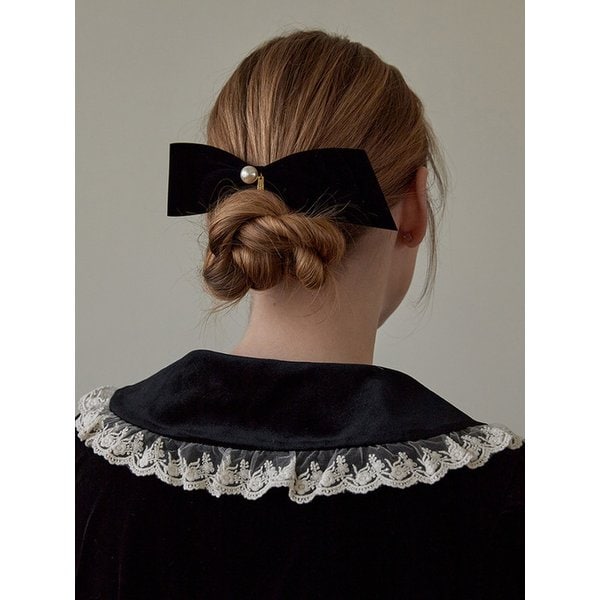 [단독] 언발 진주 리본 헤어핀  JP-22-223AB