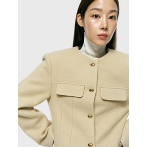 round pad crop jacket_yellow beige