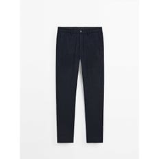 Tapered fit wool blend flannel trousers 00058117401