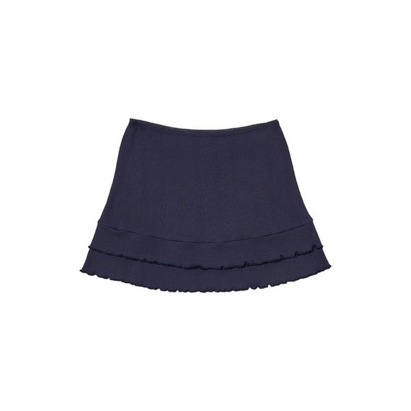 Wave Frill Cotton Skirt_Navy