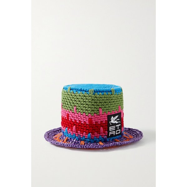 Appliquéd Crocheted Cotton-blend Bucket Hat 핑크 20346390236420127