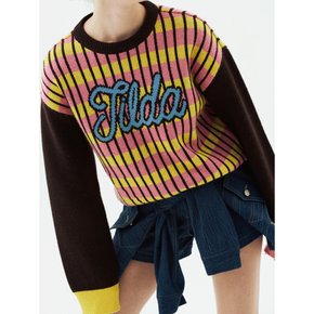 Tillda Logo Check Stripe Sweater