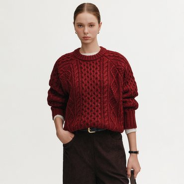 룩캐스트 제이드 울 케이블 스웨터_버건디 / JADE WOOL CABLE SWEATER_BURGUNDY