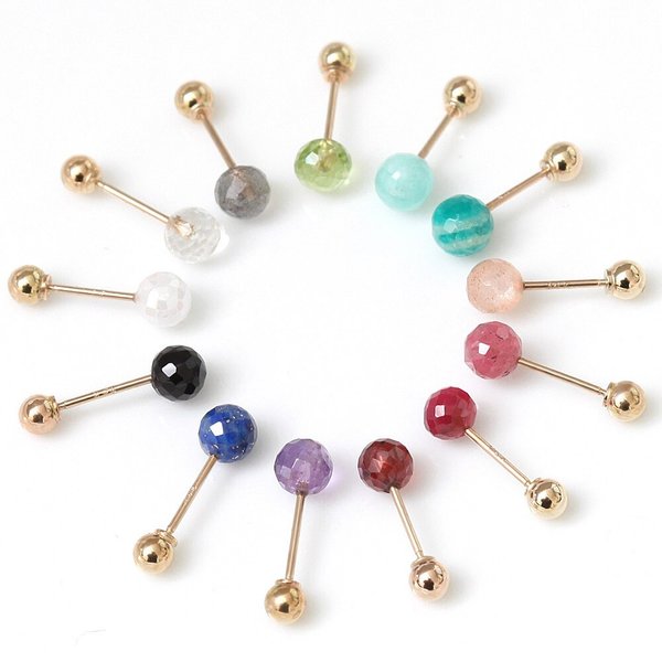 14K GOLD 4mm 젬스톤 캔디볼 심플 데일리 볼 금 피어싱