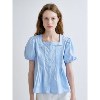 언에디트 S Square Pin Tuck Blouse_Sky