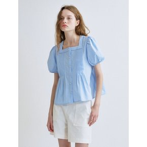 S Square Pin Tuck Blouse_Sky