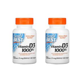 [해외직구] 닥터스베스트 비타민D3 25mcg (1000IU) 180소프트젤 2팩 Doctor`s Best Vitamin D3 25mcg (1000 IU)