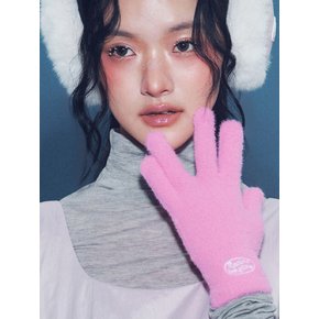 FLUFFY LOGO 장갑 HOT PINK